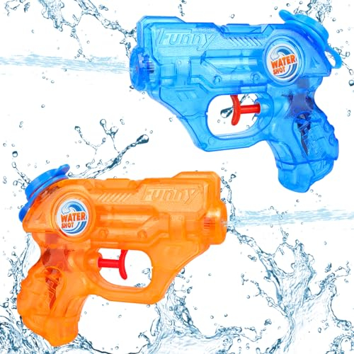2 Stück Wasserpistolen für Kinder, Wasserpistole mit großer Reichweite, klein wasserspritzpistole Kinder, Mini Wasserpistolen, Sommer Spielzeug Garten Pool Party Mitgebsel für Kinder