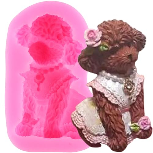 XMOLDNMS Dog Silicone Fondant Moulds Poodle Chocolate Candy Mould for Cake Decoration Cupcake Topper Polymer Clay Gum Paste