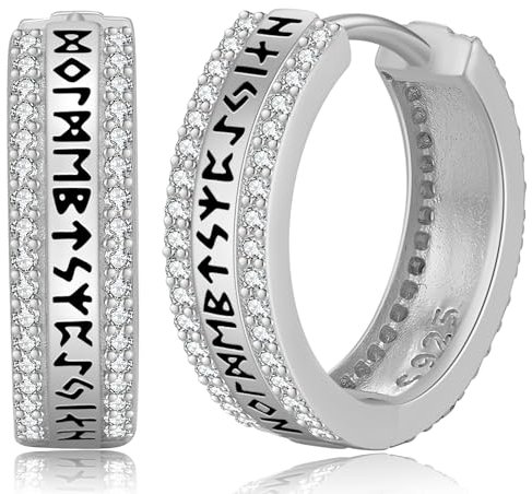 Wikinger Ohrringe für Herren Damen, 925 Sterling Silber Nordischer Wikinger Rune Creolen Ohrstecker Wikinger Ohrschmuck Schmuck Geschenke