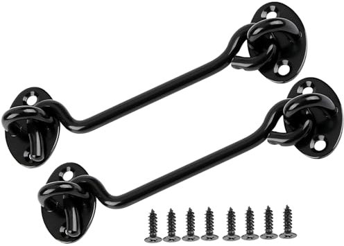 ZiYuya 2pcs gancio e chiavistello a occhiello, gancio porta in acciaio inox, gancio per cancello della cabina, gancio blocca gancio finestra chiusura con gancio e occhiello resistente gancio 6 Inch