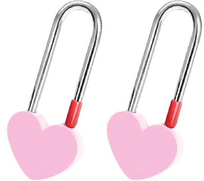 Lot de 2 cadenas en forme de cœur en alliage de zinc gravé pour les amoureux, mariage, voyage, pont – Rose