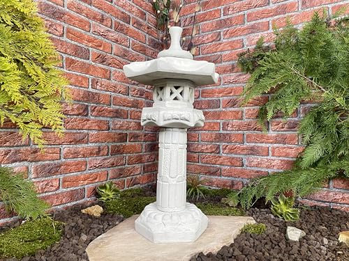 auerco Steintempel im japanischen Stil 'Yukimi auf Säule A' - Handgefertigte Gartenfigur aus regionalem Steinguss - Zen - Dekoration für Garten & Terasse - wetterfest & langlebig