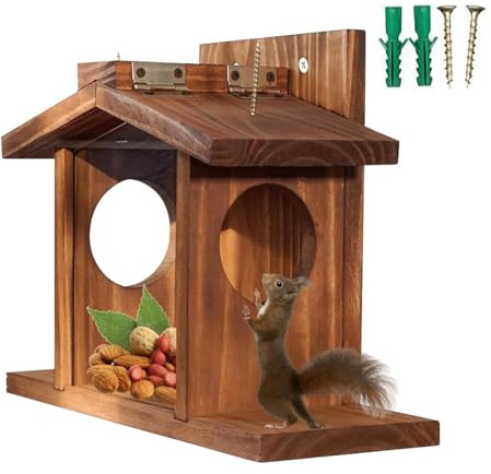 Eichhörnchen Futterhaus, Eichhörnchen Futterhaus wetterfest, Eichhörnchenfutterstation, Eichhörnchenhaus für Eichhörnchenfutter, sehr stabil und sicher