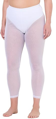 Ulla Popken Damen große Größen Übergrößen Plus Size Strumpf-Leggings, Mesh, knöchellang schneeweiß 50+ 836800200-50+