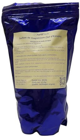 FertilTech Sulfato de Magnesio (Sal de Epsom) 1,5 kg – Estimula el Crecimiento de las Plantas y Corrige Deficiencias de Magnesio | Huerto, Césped, Flores, Jardín, Hidroponía y Follaje