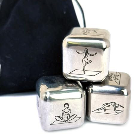Set di dadi per generatore di posizione yoga, 18 pose su 3 dadi in metallo, angoli arrotondati sicuri e incisione anti-sbiadimento, strumento portatile per fitness per yogi