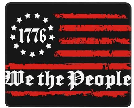 Mauspad Wir, Das Volk, 1776 Flagge Mausmatte rutschfeste Mousepad Premium Schreibtischunterlage Für Tastatur Reisen Zuhause 25X30CM