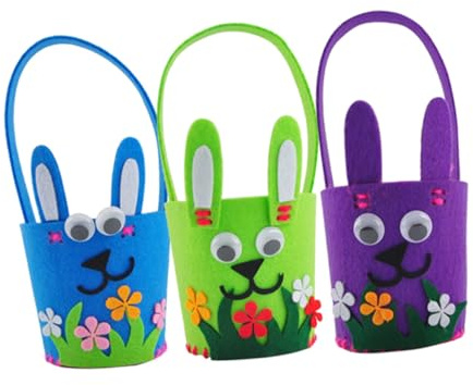 GALPADA 3 Stück Ostern Candy Storage Pouch aus Hochwertigem Leichte Wiederverwendbare Geschenkbeutel mit Buntem Cartoon Druck als Osterkorb für Basteln Süßigkeiten und Aufbewahrung