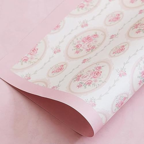Namzi Geschenkpapier mit rosa Rosen, 52,1 x 38,1 cm, Vintage-Kunst-Verpackungspapier, einfach zu verwenden, 10 Bögen