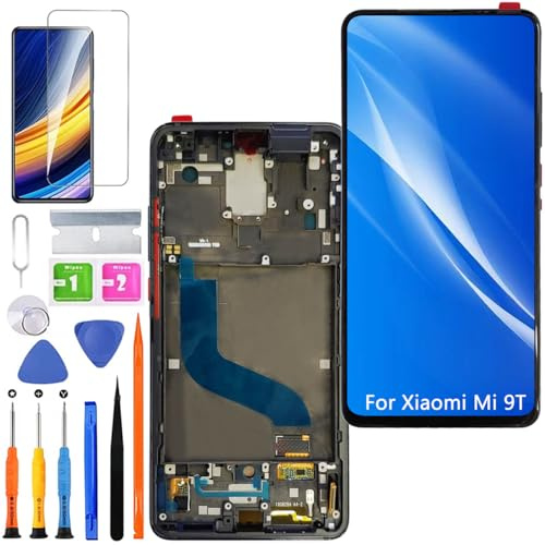 HLYGZX Pantalla para Xiaomi 9t M1903F10G TFT Negro con Marco | Sin Huellas Digitales，con Kit de reparación，TFT LCD，Pantalla HD，Reemplazar la pantalla