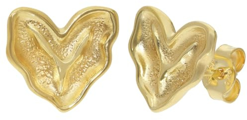 trendor Damen-Ohrringe Herz-Ohrstecker 925 Silber Vergoldet 21563 | elegantes Accessoire und zauberhafter Ohrschmuck für Frauen,