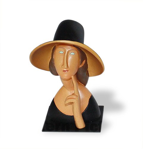 Skulpturen Amedeo Modigliani Jeanne Hebuterne Nachdenkliche Frau mit Hut Plastik Figur