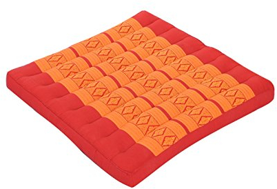 Handelsturm Thai Sitzkissen 50x50, Auflage mit hochwertiger Füllung aus Kapok, Thaikissen Sitz Burgunder orange rot, quadratisches Bodenkissen
