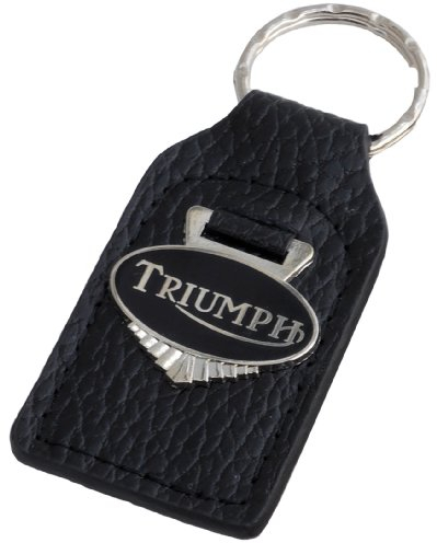 Triple-C Triumph Motorrad Leder und Emaille Schlüsselanhänger Schlüsselanhänger Schwarz, Schwarz, 38 x 86mm
