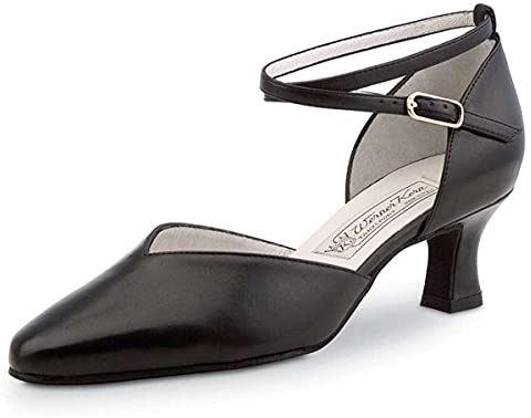 Werner Kern Damen Tanzschuhe Betty 5,5 - Leder Schwarz - Normalweite - 5,5 cm Flare Absatz - Made in Italy