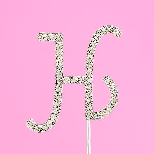 4.5cm Clear Crystal Diamante Rhinestone Cake Topper Alphabet Letters - Silver Letter H