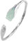 JadeAngel Handarbeit Sterling Silber Manschette Armband mit modellierte Natürliche Jade Gardenien Silber Armreif