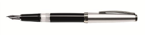 CLEO Classic Metall schwarz +++ Kolben-Füllfederhalter, HOCHWERTIGE FEDER (M) +++ palladinierte Zierringe und Clip +++ HAND MADE IN GERMANY
