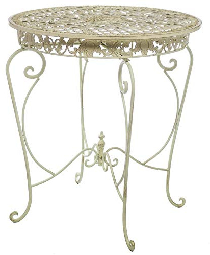 Gartentisch Tisch 73cm Garten Eisen Antik-Stil Gartenmöbel creme weiss iron