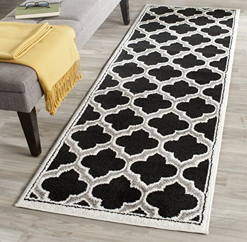 SAFAVIEH Amherst Collection Accent Rug - 2'6 x 4', Anthracite & Ivory, Moroccan Geometric Design, Non-Shedding & Easy Care, Ideal for High Traffic Areas in Entryway, Living Room, Bedroom (AMT412G)