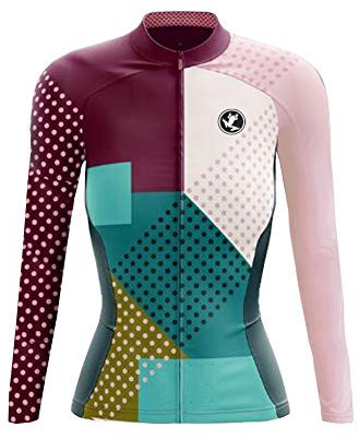 UGLY FROG Damen Wollmantel Business Gifts Winterjacke Lange Ärmel Fleece Thermisches Fahrradtrikot Vlies Thermo Langarm Shirt Streifen-Design XS-6XL