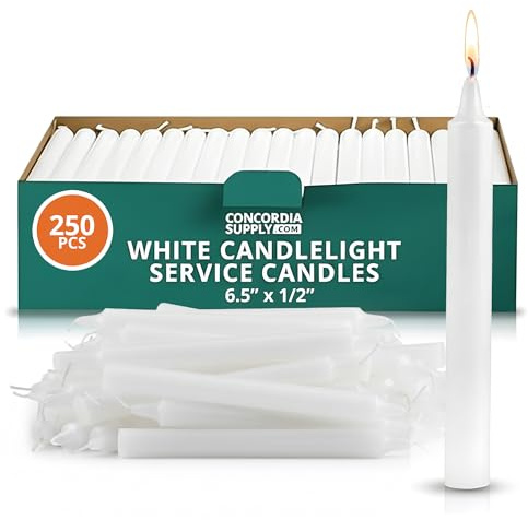 Concordia Supply 6.5 x 1/2 White Candlelight Vigil Candles, Box of 250