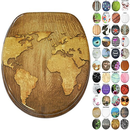 Sanilo Toilet Seat, Great Range of Colorful Toilet Seats, Stable Hinges, Easy to Mount (World Map)