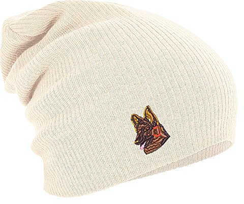 Longbeanie Slouch-Beanie Mütze Schäferhund Kopf 55289 Farbe Natur