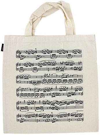 mugesh Baumwoll-Tragetasche Notenzeilen Natur