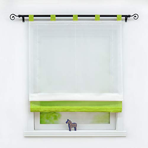 Joyswahl Raffrollo Halbtransparente Gardine mit Farbiger Faltenblende »Monika« Schals mit Schlaufen Fenster Vorhänge BxH 140x155cm Grün 1er Pack
