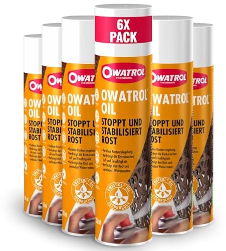 OWATROL® Rostschutz Spray 6x [300ml] - Für Metalle, Kunststoff, Glas, Holz, Farben & Lacke - Grundierung Spray Autolack - Rostumwandler Spray Auto - Korrosionsschutz Haftgrund Spray-Anti Rost Spray