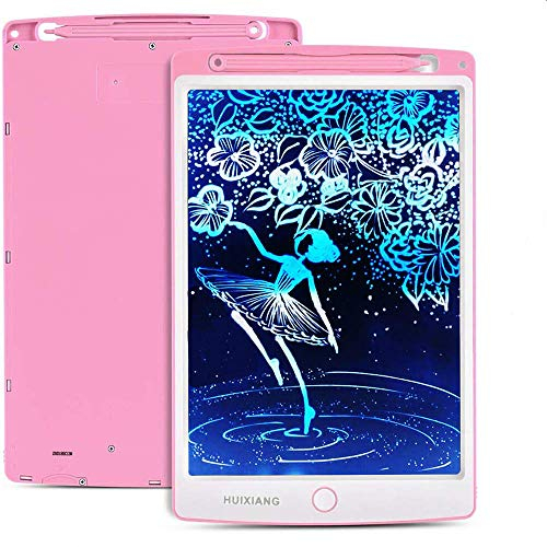 HUIXIANG Schreibtafel LCD Writing Tablet 10 Zoll mit Schloss Bunte Elektronischer Notizblock Schreiben Tablette Farbig Digitaler Drawing Pad Grafiktablet Kinder Junge Mädchen (Rosa)