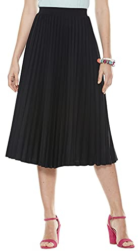 Chums Ladies Sunray Permanent Pleat Jersey Skirt Comfortable and Stylish Elasticated Waist Two Length Options Black 18 Petite
