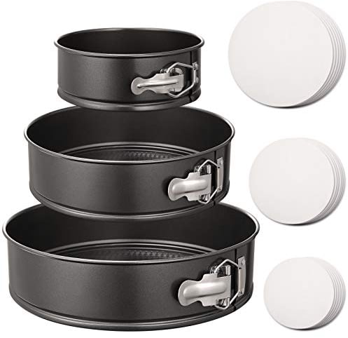 Hiware Springform Pan Set of 3 Non-stick Cheesecake Pan, Leakproof Round Cake Pan Set Includes 3 Pieces 6 8 10 Springform Pans