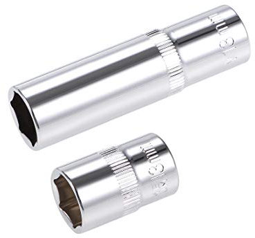 sourcing map 3/8-Inch Drive by 13mm Deep and Shallow Socket Set of 2 Pcs, Cr-V, 6-Point, Metric