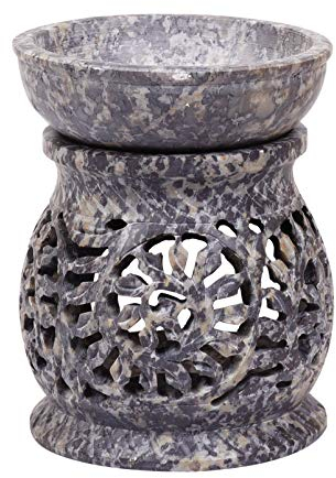 ARTISENIA Natürlicher Speckstein ätherisches Öl Brenner Diffusor mit Teelichthalter, Aromatherapie