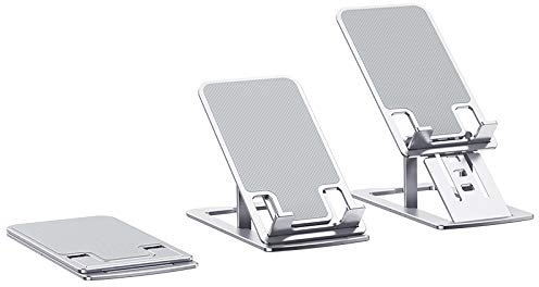 Telefonständer, Vollaluminium, verstellbare Handyhalterung, iPad-Ständer, Tablet-Halterung, kompatibel mit iPhone, Kindle, Nintendo Switch und mehr Gadgets (Silber)