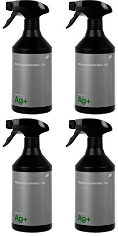 Ag+ Flächendesinfektion/Desinfektionsreiniger, ideal für Bad, Küche, Böden und jegliche Oberflächen, 30 sec viruzid (4 x 500 ml)