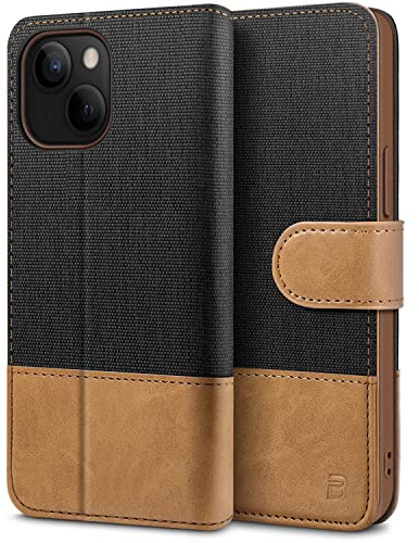 BEZ Handyhülle für iPhone 13 Mini Hülle, Tasche Kompatibel für iPhone 13 Mini, Schutzhüllen aus Klappetui mit Kreditkartenhaltern, Ständer, Magnetverschluss, Schwarz