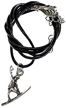 Miniblings Snowboardfahrer Snowboard Kette Halskette Winter Alpen Wintersport Ski Schnee - Handmade Modeschmuck - Lederkette Leder