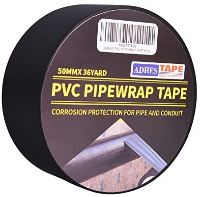 ADHES Cinta Americana Anticorrosión Cinta de Tubería, Cinta impermeable de PVC,Cinta aislante, 2 X 36 yardas, negro