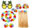 Hazrcvr Kostüm Hawaii Damen 8 Stück Hawaiian Hula Hawaiian Gras Hula Rock Hawaii Party Kostüm Set mit Halskette Armbänder Blume BH Haarblume und Ananas Sonnenbrille