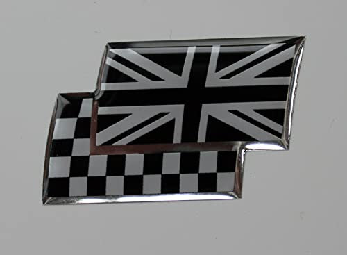 Adesivo UNION JACK/CHEQUERED FLAGS - Cromo/Nero A Cupola GEL