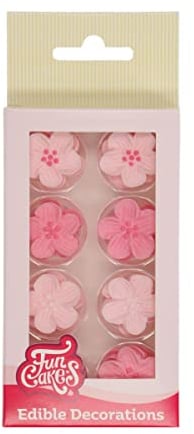 FunCakes Decorazioni di Zucchero Mix Fiori Rosa, Pronti all'Uso per la Decorazione di Torte, Facile per Cupcake, Muffin e Altro, Set e 24