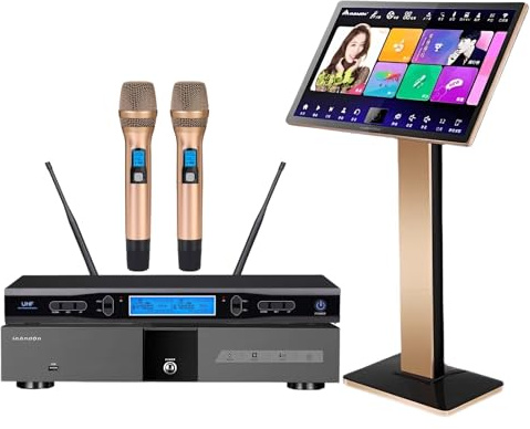 New Chinese Karaoke Machine KV-V5 Karaoke Player with Reverb Wireless Microphone, 22-inch capacitive Touch Screen, Free Cloud Download Function YouTube APP Play Movies and Chinese TV Online, 4T