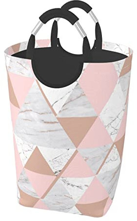 Panier à linge sale en marbre rose et doré, 50 l