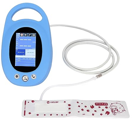 Veterinär-Blutdruckmessgerät, Kontinuierliche Aufzeichnung, Tragbares Touchscreen-Veterinärmessgerät mit 5 Blutdruckmanschetten für Tiere für Hunde (Blau)