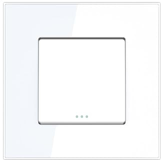PULSAR Lichtschalter Kreuzschalter Unterputz 1 Fach Weiß Moderner Kipplichtschalter mit Glasrahmen 86x86mm Standard Schalter Wandlichtschalter Kristallglas Einzeln