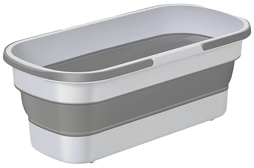Cubo plegable plegable para fregona rectangular práctica cesta portátil de limpieza con asa y ruedas multiusos limpieza pesca camping cubo de silicona para interiores y exteriores