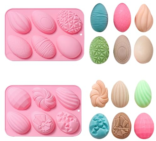 Bekecidi 2 PCS Easter Silicone Moulds, Easter Egg Chocolate Moulds DIY Candy Jelly Soap Cake Muffin Molds Ice Cube Tray Silicone Baking Mould for Home Party Easter Cake Decoration
